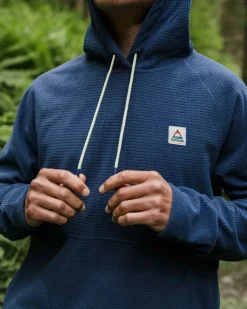 Fleece|Fleece|Passenger Point Recycled Grid Polar Fleece Hoodie - Dark Denim DarkDenim