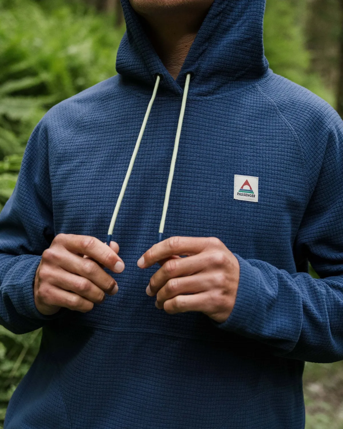 Fleece|Fleece|Passenger Point Recycled Grid Polar Fleece Hoodie - Dark Denim DarkDenim