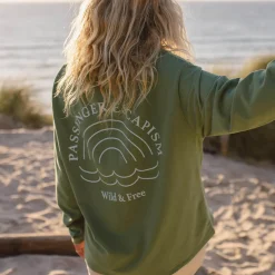 Sweatshirts|Hoodies & Sweatshirts|Passenger Rainbow Recycled Cotton Oversized Sweatshirt - Dark Ivy DarkIvy