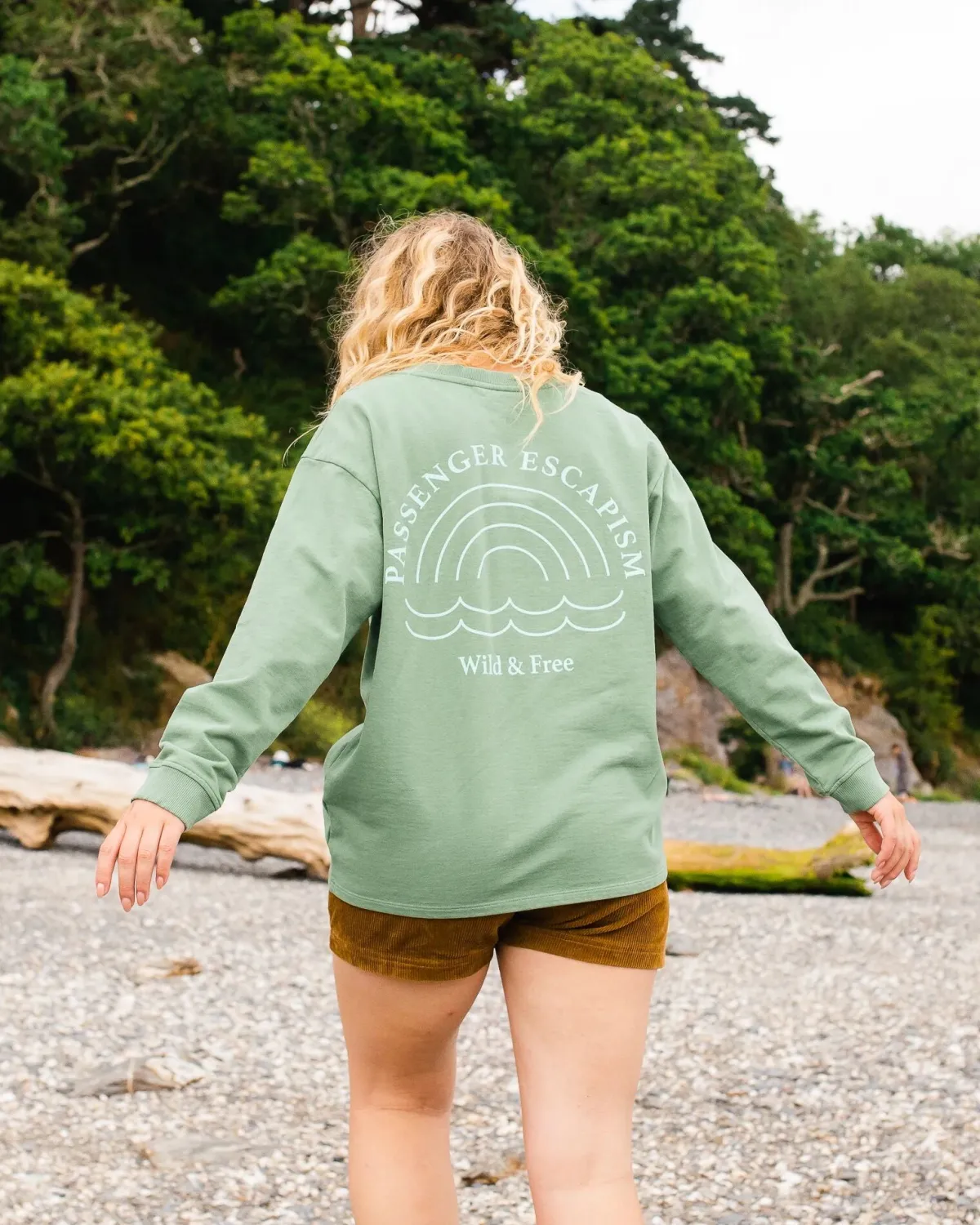 Sweatshirts|Hoodies & Sweatshirts|Passenger Rainbow Recycled Cotton Oversized Sweatshirt - Dark Ivy DarkIvy