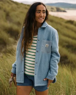Fleece|Fleece|Passenger Rappel Recycled Sherpa Oversized Shirt - Faded Denim FadedDenim