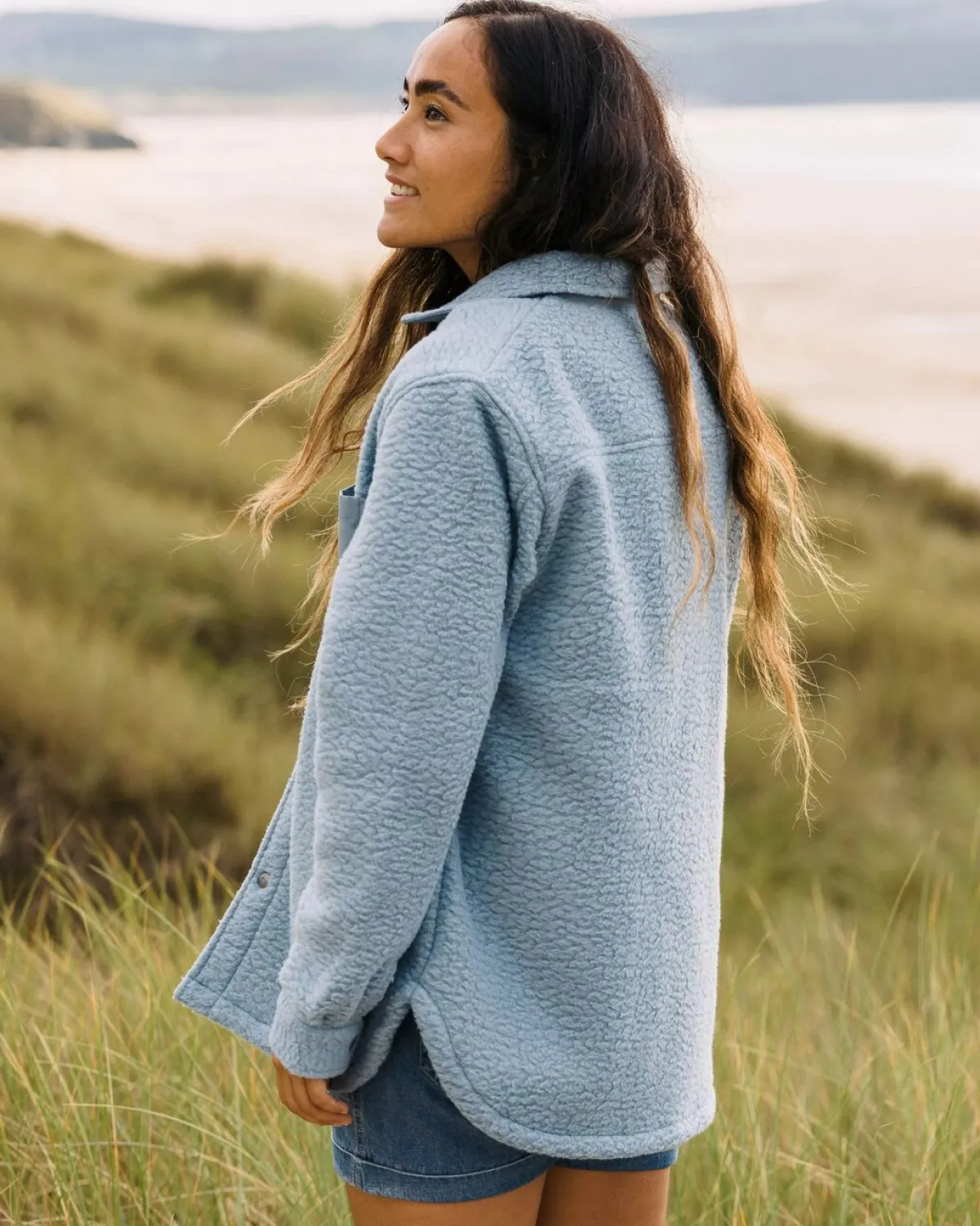 Fleece|Fleece|Passenger Rappel Recycled Sherpa Oversized Shirt - Faded Denim FadedDenim