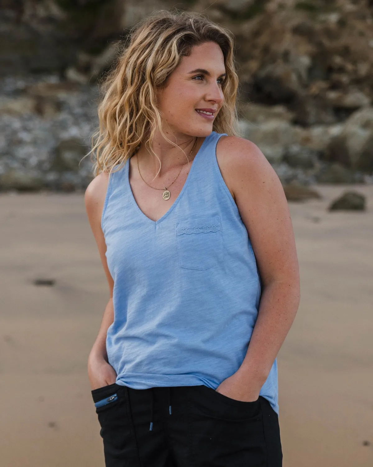Tank Tops|Tops & T-Shirts|Passenger Rivergate Recycled Cotton Top - Cornflower