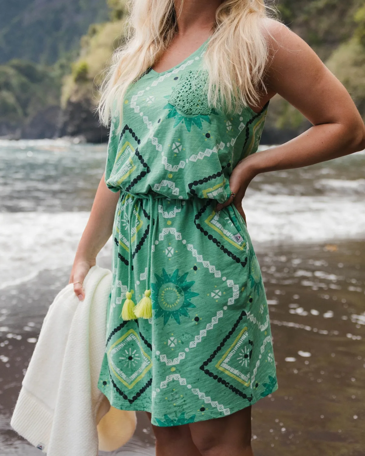 Dresses|Dresses & Skirts|Passenger Rivergate Recycled Cotton Dress - Sunburst Green Spruce SunburstGreenSpruce