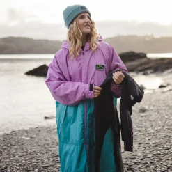 Surf Accessories|Surf Accessories|Passenger Roaming Recycled Sherpa Lined Changing Robe - Viridian Green/Orchid ViridianGreen/Orchid
