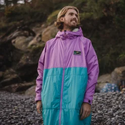 Surf Accessories|Surf Accessories|Passenger Roaming Recycled Sherpa Lined Changing Robe - Viridian Green/Orchid ViridianGreen/Orchid