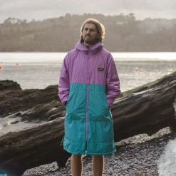Surf Accessories|Surf Accessories|Passenger Roaming Recycled Sherpa Lined Changing Robe - Viridian Green/Orchid ViridianGreen/Orchid
