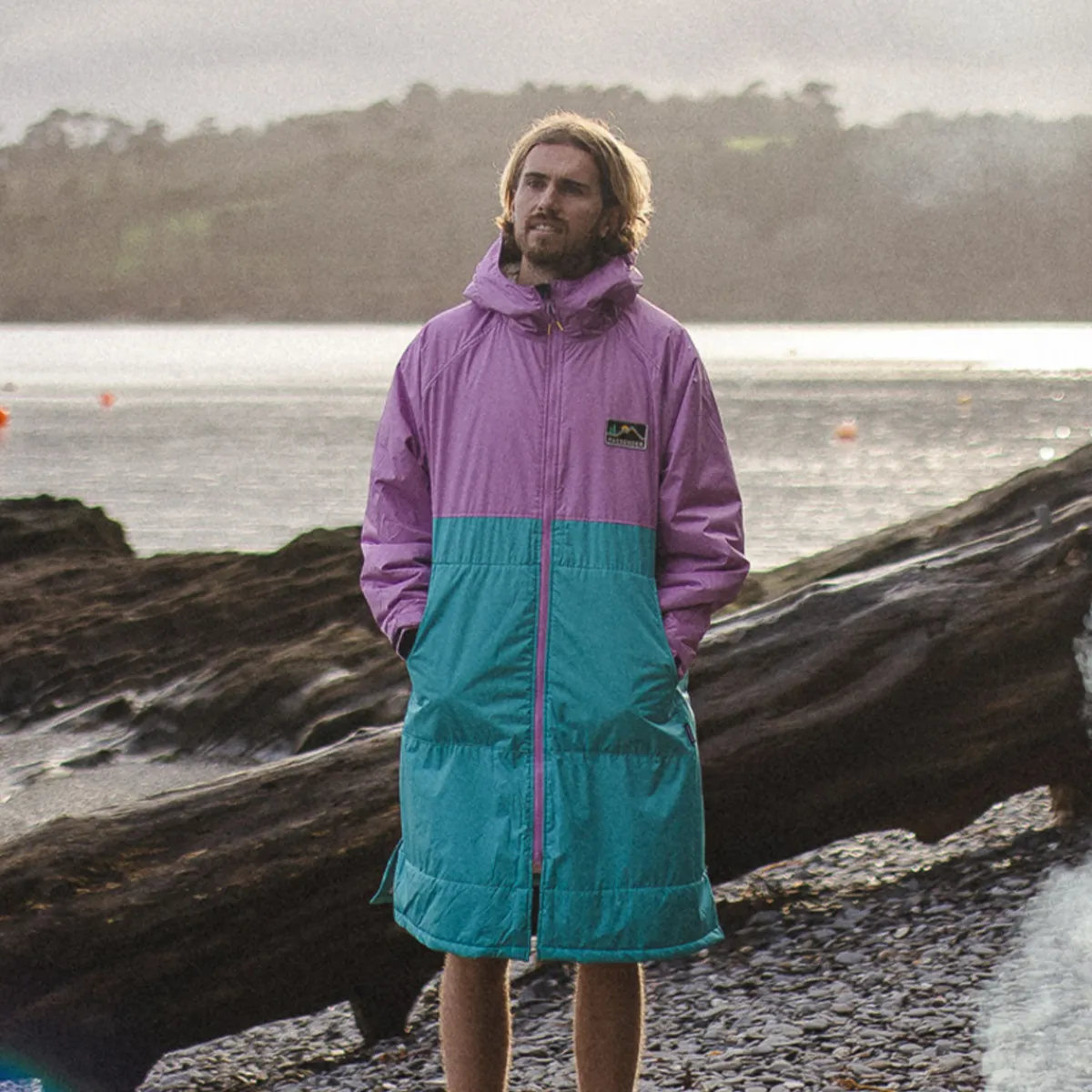 Surf Accessories|Surf Accessories|Passenger Roaming Recycled Sherpa Lined Changing Robe - Viridian Green/Orchid ViridianGreen/Orchid