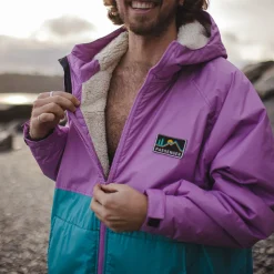 Surf Accessories|Surf Accessories|Passenger Roaming Recycled Sherpa Lined Changing Robe - Viridian Green/Orchid ViridianGreen/Orchid