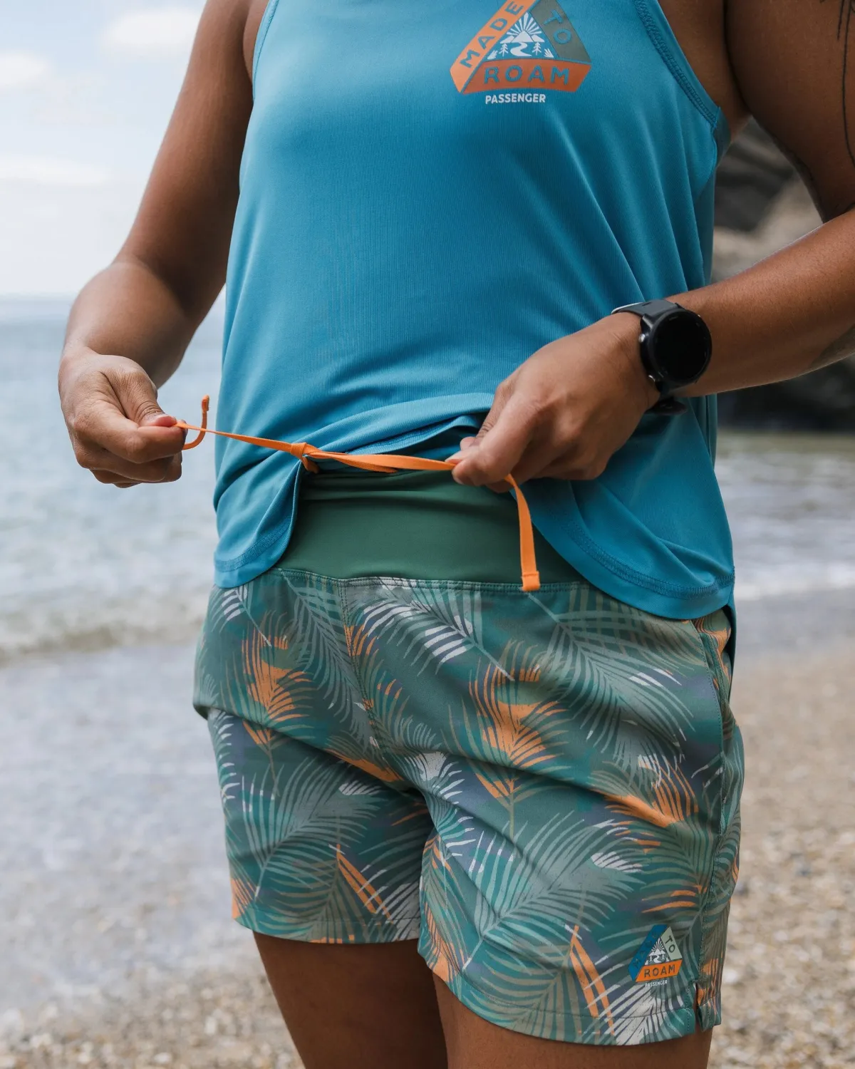 Shorts|Shorts|Passenger Roundtrip Recycled All Purpose Trail Short - Palm Camo Deep Sea PalmCamoDeepSea