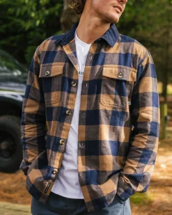 Shirts|Passenger Rustic 2.0 Organic Cotton Long Sleeve Shirt - Toffee/Rich Navy Buffalo Toffee/RichNavyBuffalo