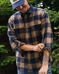 Shirts|Passenger Rustic 2.0 Organic Cotton Long Sleeve Shirt - Toffee/Rich Navy Buffalo Toffee/RichNavyBuffalo