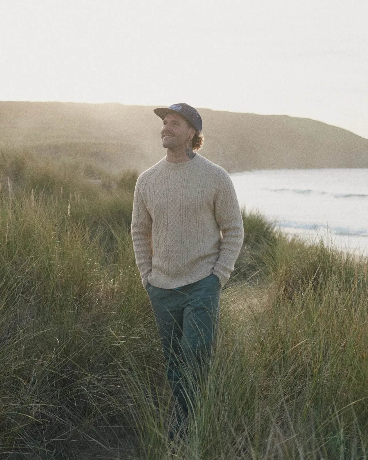 Knitwear|Sweaters|Passenger Sandbar Cable Knitted Sweater - Stone