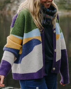 Sweaters|Passenger Scenic Recycled Knitted Cardigan - Scenic Deep Plum ScenicDeepPlum