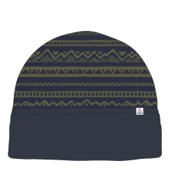 Outdoor Active|Beanies|Passenger Set Off Recycled Polar Fleece Beanie - Mountain Geo Khaki Green/Rich Navy MountainGeoKhakiGreen/RichNavy