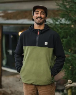 Fleece|Fleece|Passenger Set Off Recycled Polar Hooded Fleece - Black/Khaki Green Black/KhakiGreen