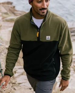 Fleece|Fleece|Passenger Set Off Recycled Polar Quarter Zip Fleece - Khaki