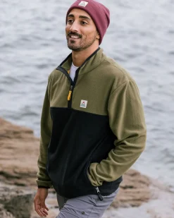 Fleece|Fleece|Passenger Set Off Recycled Polar Quarter Zip Fleece - Khaki