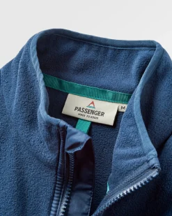 Fleece|Fleece|Passenger Set Off Recycled Polar Quarter Zip Fleece - Rich Navy/ Burnt Orange RichNavy/BurntOrange