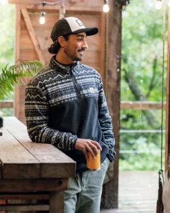 Fleece|Fleece|Passenger Set Off Recycled Polar Quarter Zip Fleece - Mountain Geo Charcoal MountainGeoCharcoal