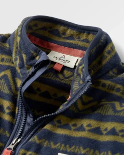 Fleece|Fleece|Passenger Set Off Recycled Polar Quarter Zip Fleece - Mountain Geo Khaki/Rich Navy MountainGeoKhaki/RichNavy