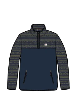 Fleece|Fleece|Passenger Set Off Recycled Polar Quarter Zip Fleece - Mountain Geo Khaki/Rich Navy MountainGeoKhaki/RichNavy