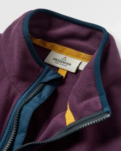 Fleece|Fleece|Passenger Set Off Recycled Polar Quarter Zip Fleece - Deep Plum/Charcoal DeepPlum/Charcoal