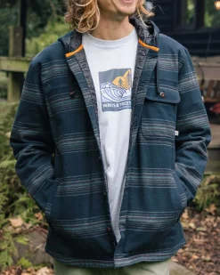 Shirts|Shirts|Passenger Sherwood Check Hooded Shirt Jacket - Black Stripe BlackStripe