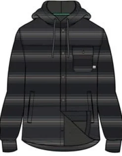 Shirts|Shirts|Passenger Sherwood Check Hooded Shirt Jacket - Black Stripe BlackStripe