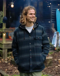 Shirts|Shirts|Passenger Sherwood Check Hooded Shirt Jacket - Black Stripe BlackStripe