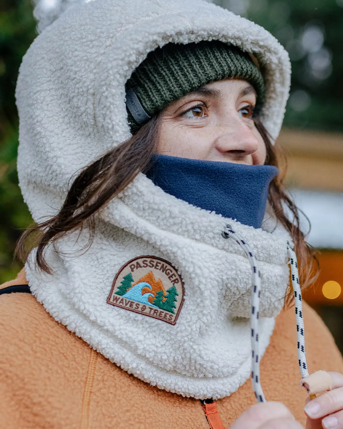 Neckwear & Snoods|Beanies|Passenger Snowdrift Recycled Polar Fleece Hood - Birch