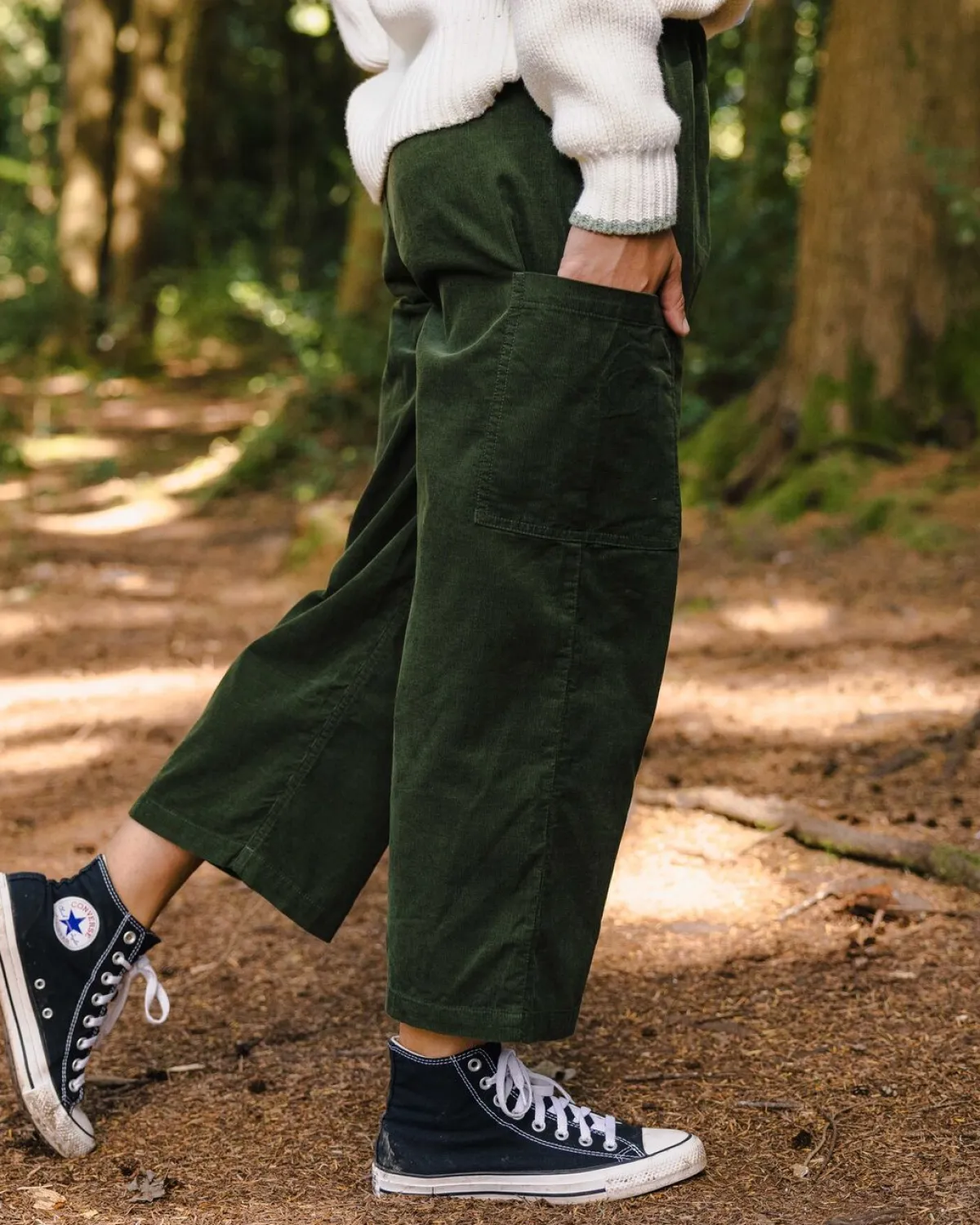 Pants|Overalls & Pants|Passenger Someday Organic Cotton Corduroy Cropped Pant - Fir Tree FirTree