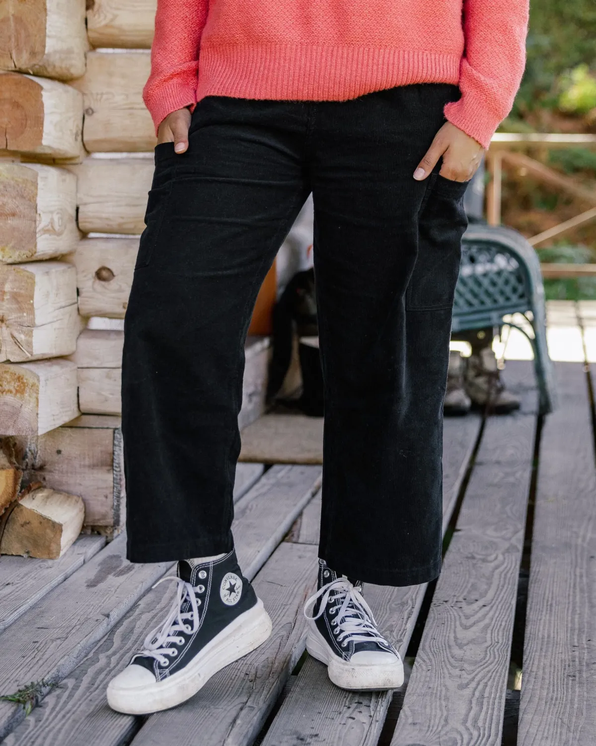 Pants|Overalls & Pants|Passenger Someday Organic Cotton Corduroy Cropped Pant - Black