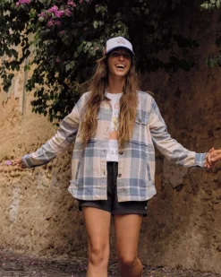 Shirts|Shirts|Passenger Stella Organic Cotton Long Sleeve Shirt - Provincial Blue Check ProvincialBlueCheck