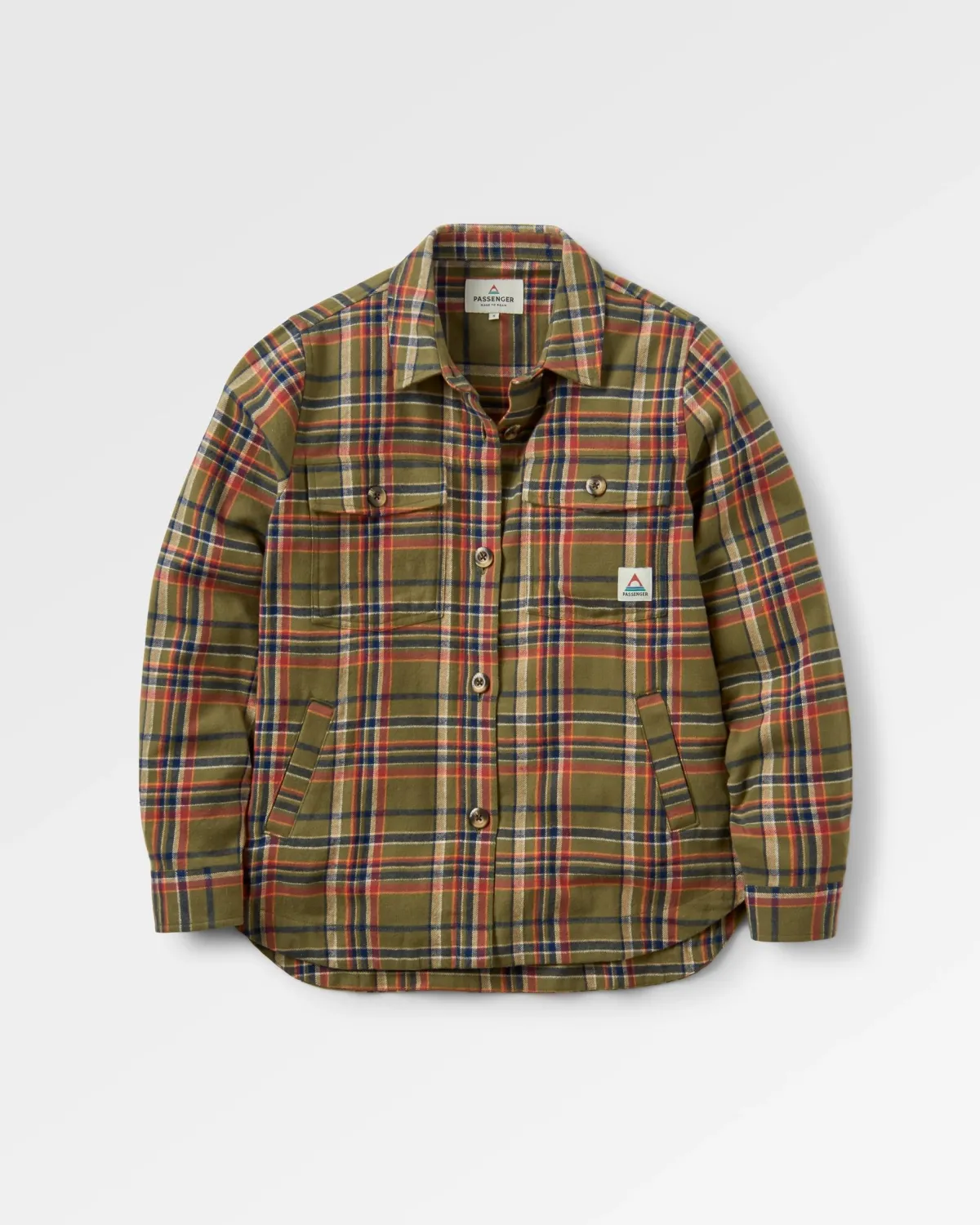 Shirts|Shirts|Passenger Stella Organic Cotton Long Sleeve Shirt - Khaki Green Check KhakiGreenCheck