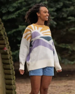 Knitwear|Sweaters|Passenger Sunsets Recycled Oversized Knitted Sweater - Marshmallow