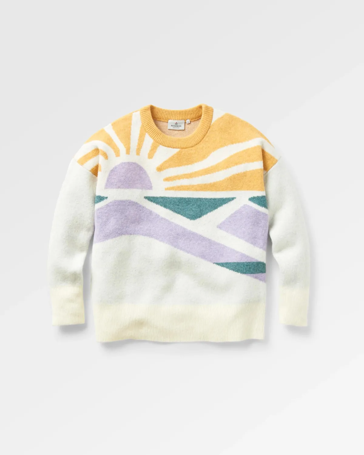 Knitwear|Sweaters|Passenger Sunsets Recycled Oversized Knitted Sweater - Marshmallow