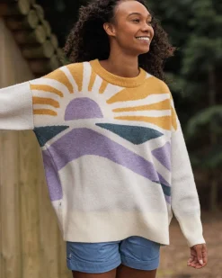 Knitwear|Sweaters|Passenger Sunsets Recycled Oversized Knitted Sweater - Marshmallow
