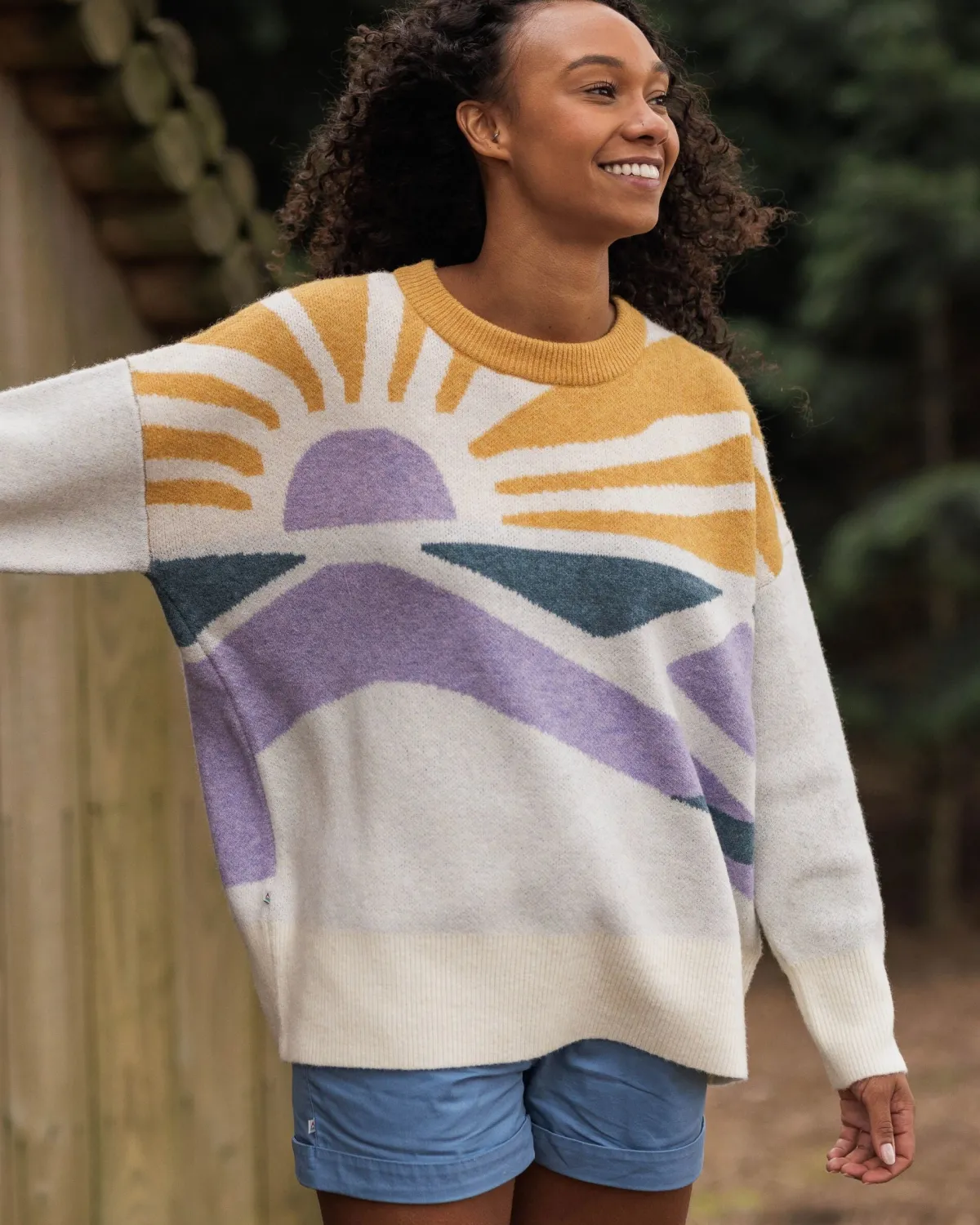 Knitwear|Sweaters|Passenger Sunsets Recycled Oversized Knitted Sweater - Marshmallow