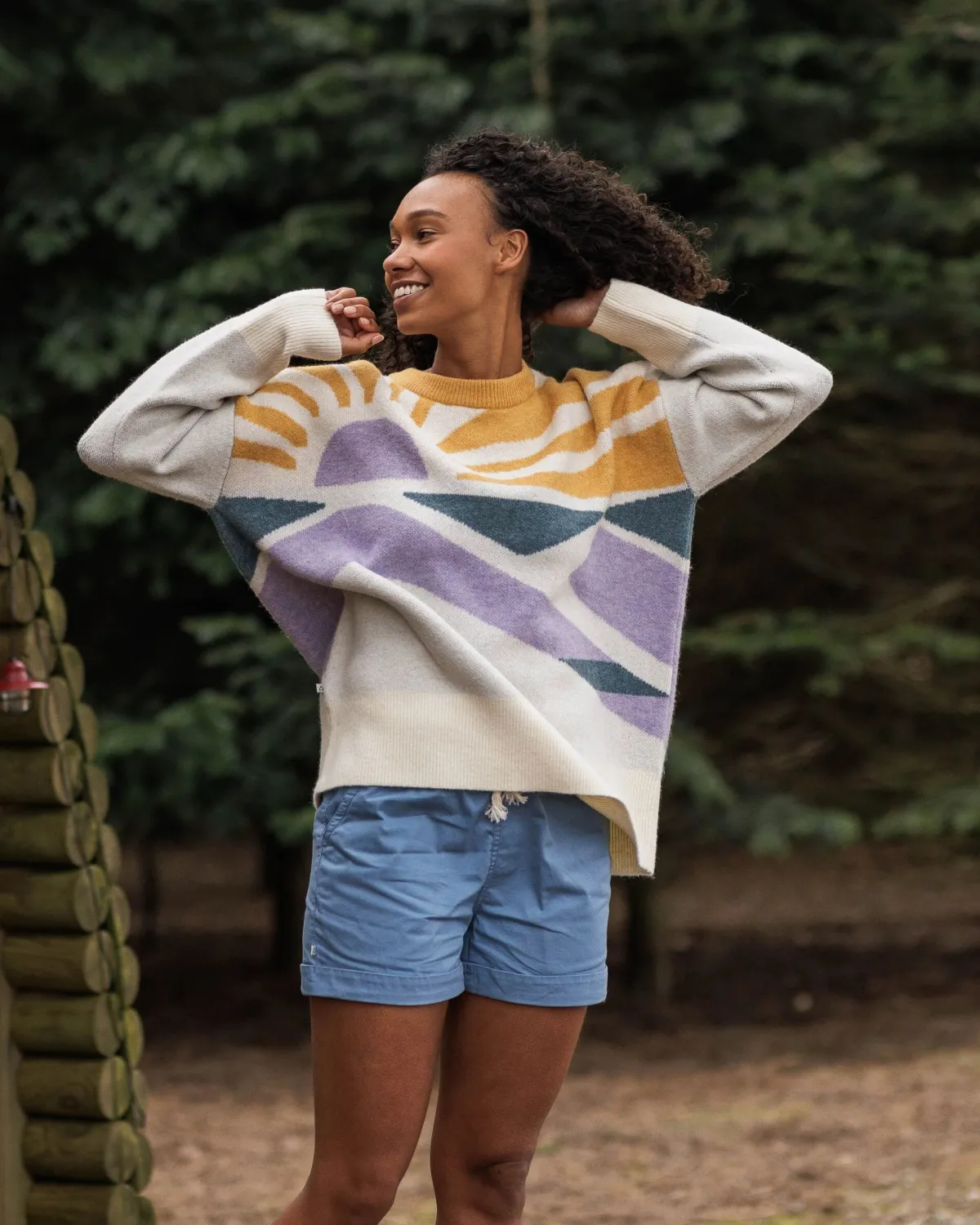Knitwear|Sweaters|Passenger Sunsets Recycled Oversized Knitted Sweater - Marshmallow