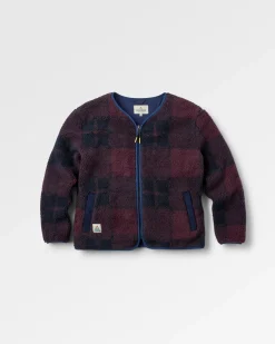 Fleece|Fleece|Passenger Tawny Recycled Deep-Pile Sherpa Jacket - Deep Plum/Deep Navy Check DeepPlum/DeepNavyCheck