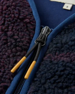 Fleece|Fleece|Passenger Tawny Recycled Deep-Pile Sherpa Jacket - Deep Plum/Deep Navy Check DeepPlum/DeepNavyCheck
