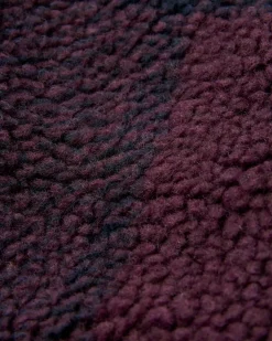 Fleece|Fleece|Passenger Tawny Recycled Deep-Pile Sherpa Jacket - Deep Plum/Deep Navy Check DeepPlum/DeepNavyCheck