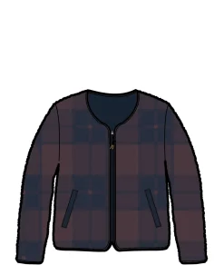 Fleece|Fleece|Passenger Tawny Recycled Deep-Pile Sherpa Jacket - Deep Plum/Deep Navy Check DeepPlum/DeepNavyCheck