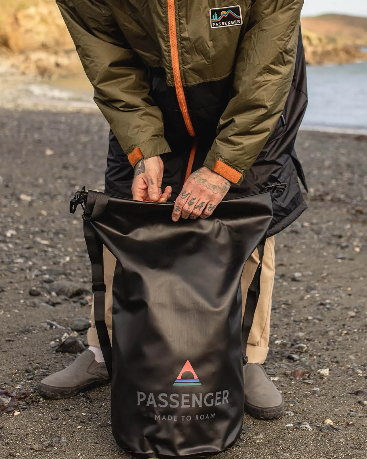 Surf Accessories|Backpacks & Bags|Passenger Tide 30L Recycled Dry Bag - Black