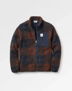 Fleece|Fleece|Passenger Trekker Recycled Deep-Pile Sherpa Fleece - Chestnut/Deep Navy Check Chestnut/DeepNavyCheck