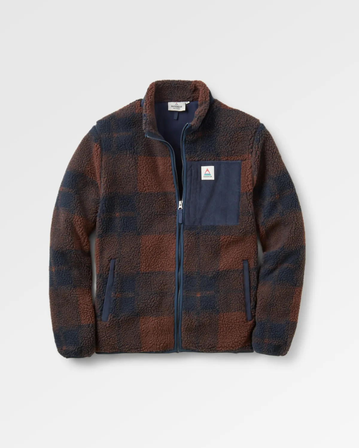 Fleece|Fleece|Passenger Trekker Recycled Deep-Pile Sherpa Fleece - Chestnut/Deep Navy Check Chestnut/DeepNavyCheck