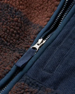Fleece|Fleece|Passenger Trekker Recycled Deep-Pile Sherpa Fleece - Chestnut/Deep Navy Check Chestnut/DeepNavyCheck