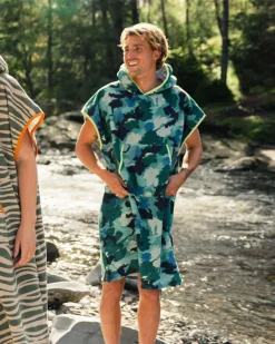 Surf Accessories|Surf Accessories|Passenger Tulum Recycled Towel Poncho - Alpine Camo Khaki Green AlpineCamoKhakiGreen