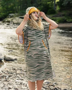 Surf Accessories|Surf Accessories|Passenger Tulum Recycled Towel Poncho - Strata Khaki Green StrataKhakiGreen